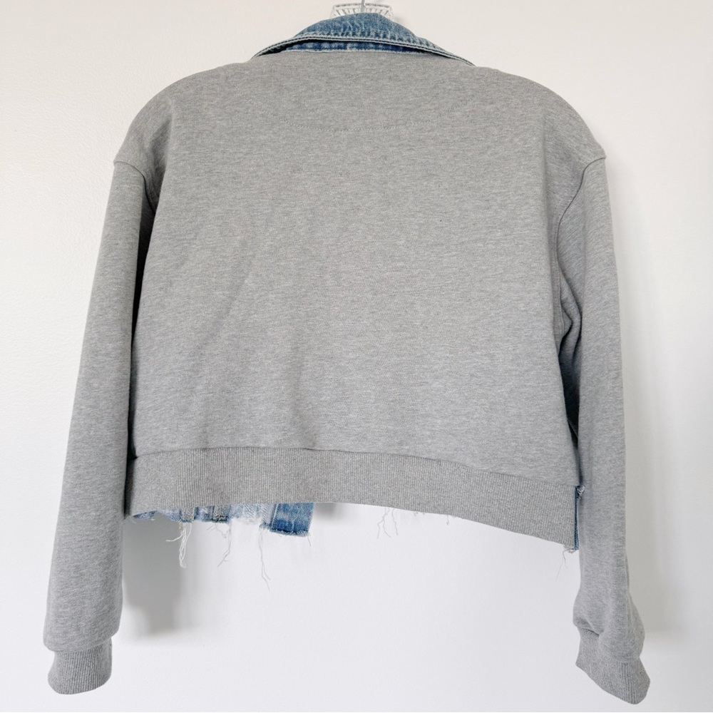 Girls Tractr Denim Jacket with Sweatshirt Sleeves X Large - Picture 4 of 4
